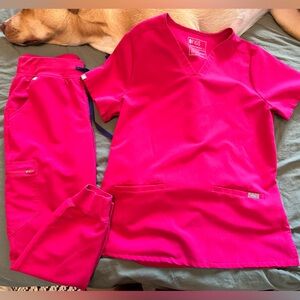 Figs Pink Scrub Set Size S